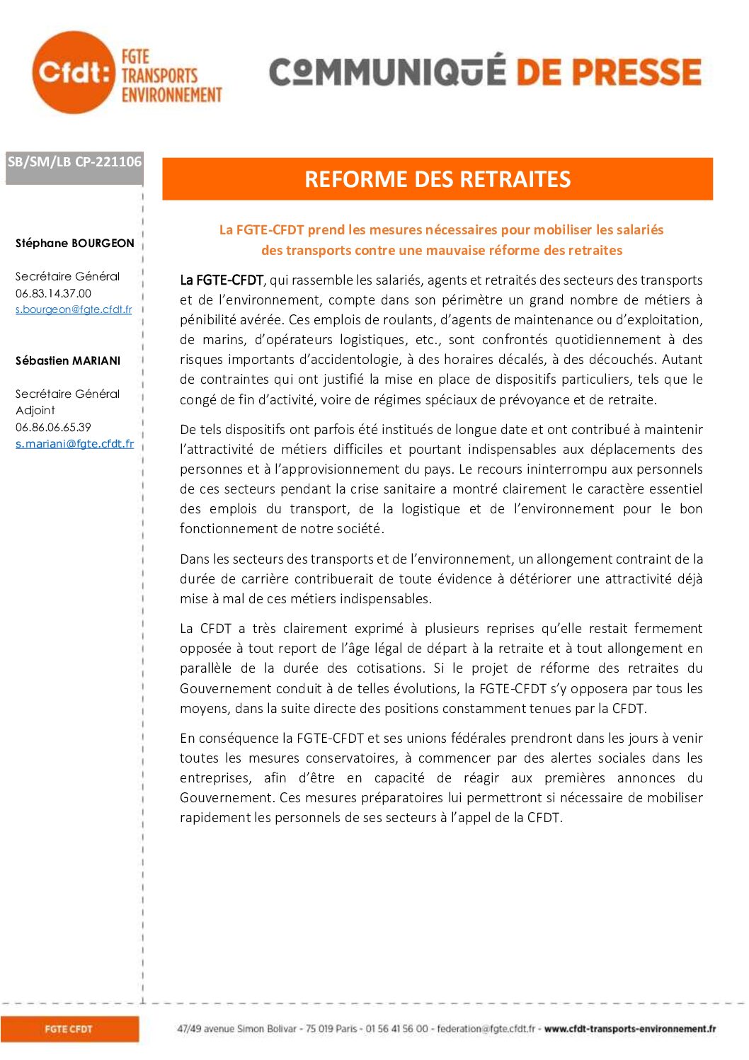 Réforme des retraites