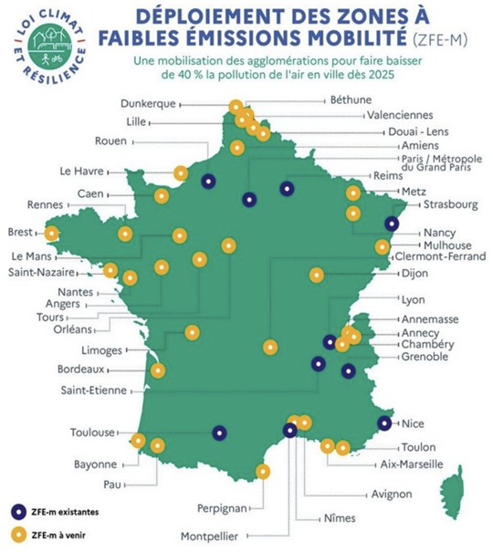 Carte de France ZFE